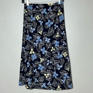 Jaclyn Smith Large A-Line Skirt with Blue and Yellow Floral Design